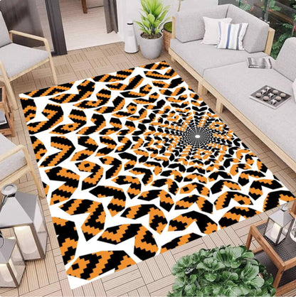 Abstract Rug with Optical Illusion Geometric Spiral Rug Psychedelic Room