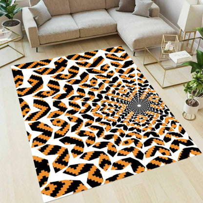 Abstract Rug with Optical Illusion Geometric Spiral Rug Psychedelic Room