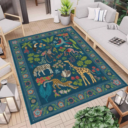 Rug Safari Animals Jungle Animals in Wild Boho Carpet