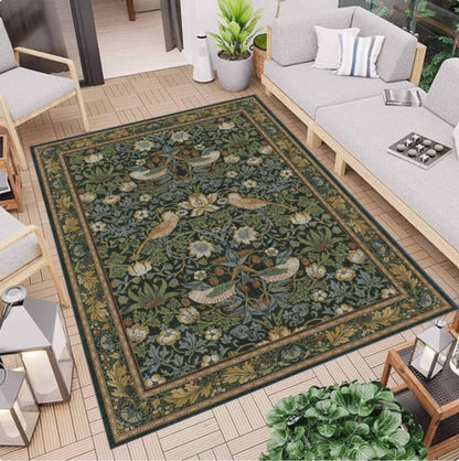 Rug in William Morris Style Vintage Botanical Bird Rug