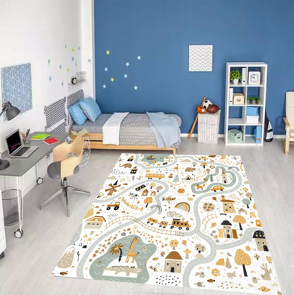 Rug with Road Map for Kids Rug for Kids Room