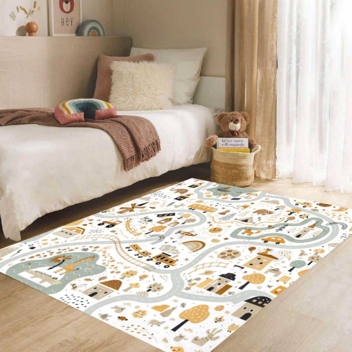 Rug with Road Map for Kids Rug for Kids Room