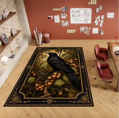 Rug Gothic Raven Dark Academia Crow-tapijt Moody Botanical Decor Rug
