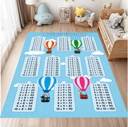 Kids Multiplication Table Rug - Educational Classroom & Playroom Area Rug