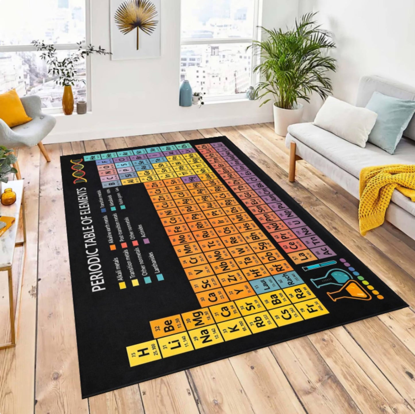 Periodic Table Science Rug - Chemistry Teacher Gift Washable Non-Slip Classroom Rug