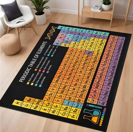 Periodic Table Science Rug Montessori- Chemistry Teacher Gift Washable Non-Slip Classroom Rug
