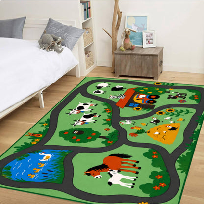 Farm Animals Kids Playroom Montessori Rug Washable Non-slip