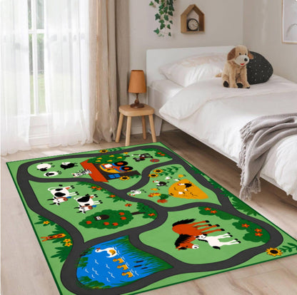 Farm Animals Kids Playroom Montessori Rug Washable Non-slip