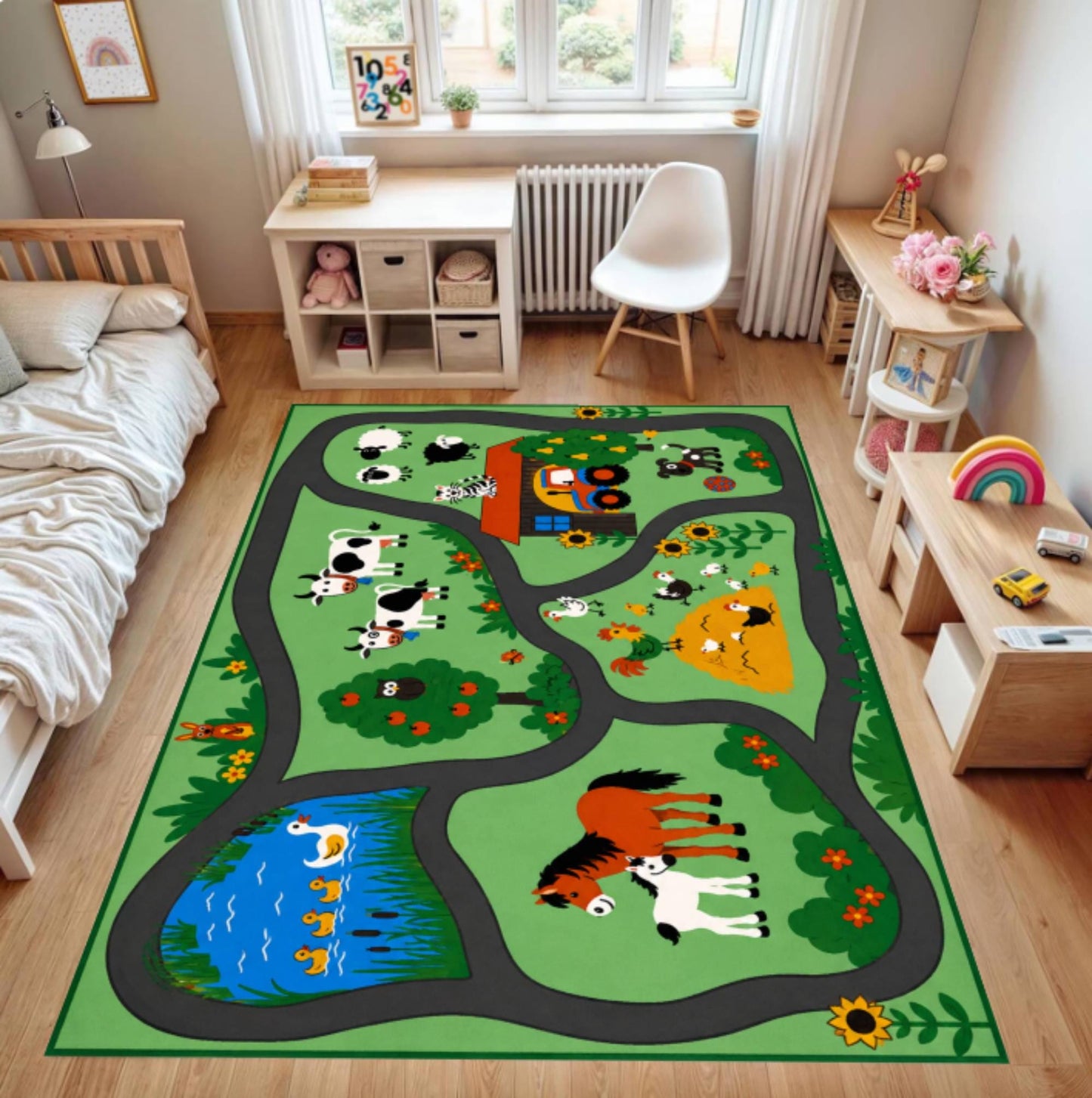 Farm Animals Kids Playroom Montessori Rug Washable Non-slip