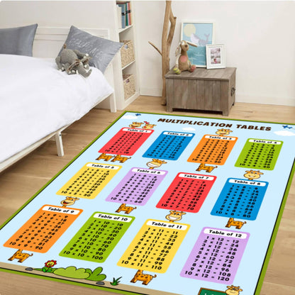 Table of Multiplication Montessori Classroom Rug Washable Non-slip