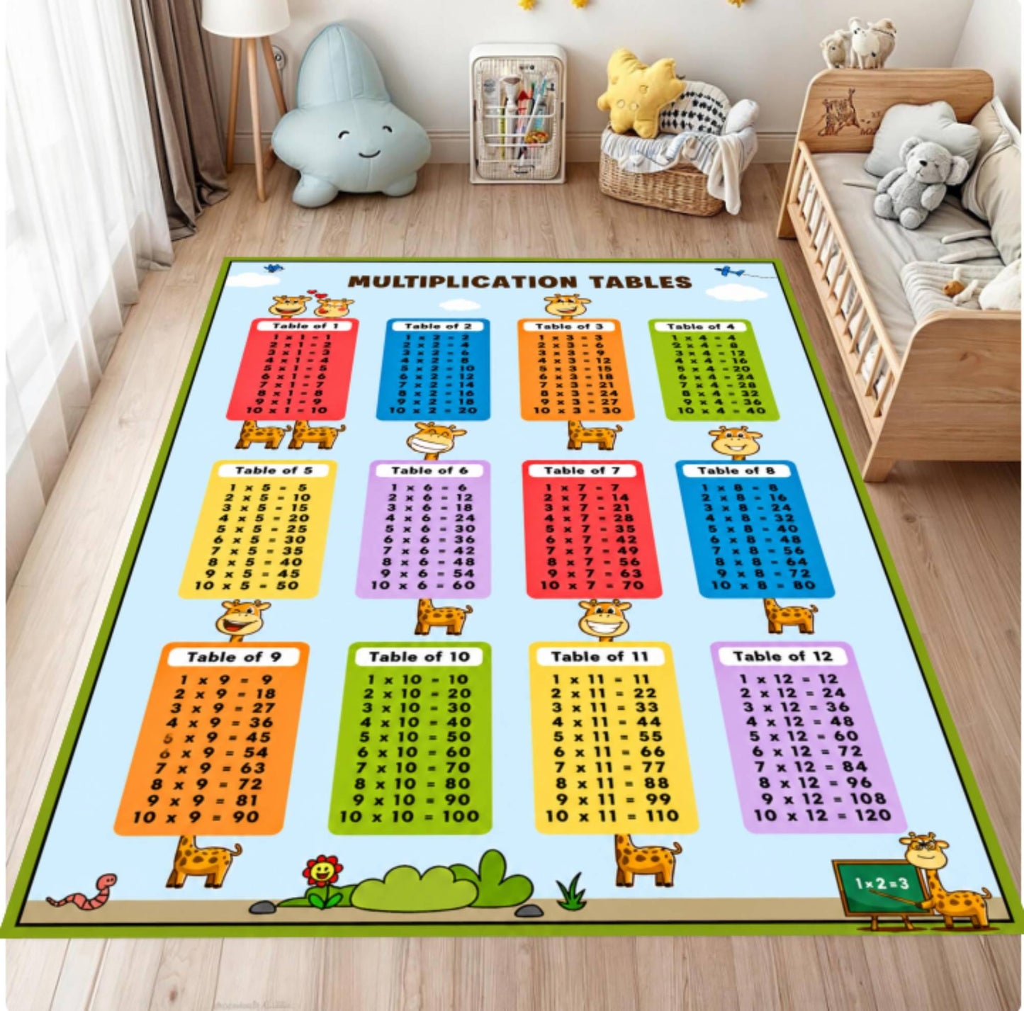 Table of Multiplication Montessori Classroom Rug Washable Non-slip