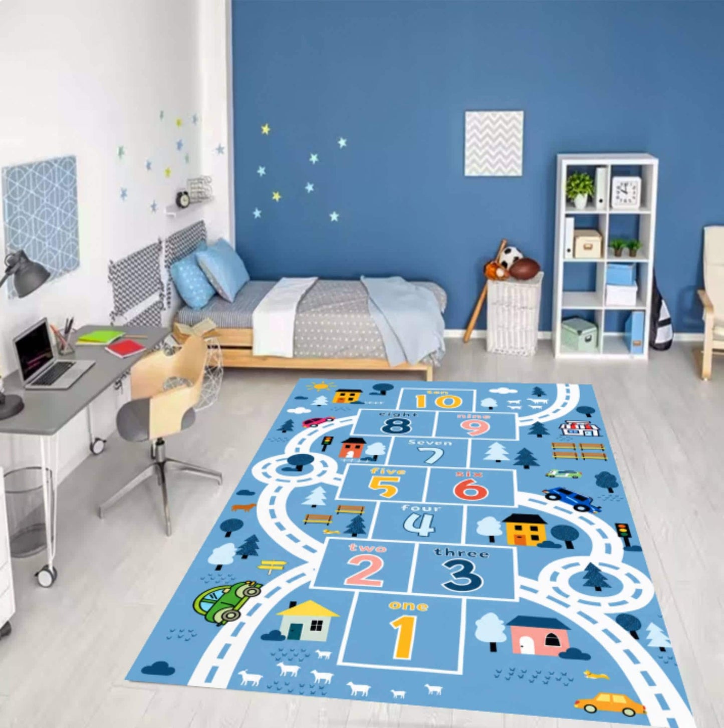 Hopscotch Montessori Kids Playroom Rug Washable Non-slip