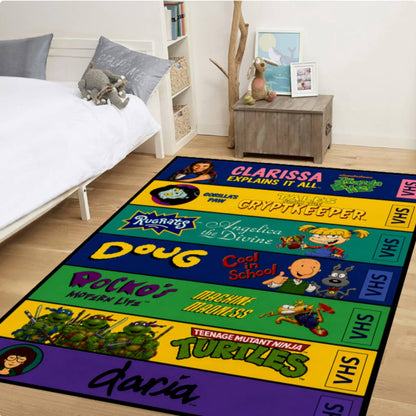 Washable Retro VHS Rug 90s Nostalgic Gamer Room Decor