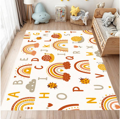Boho Rainbow ABC Alphabet Kids Montessori Area Rug