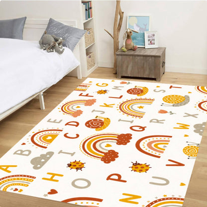 Boho Rainbow ABC Alphabet Kids Montessori Area Rug