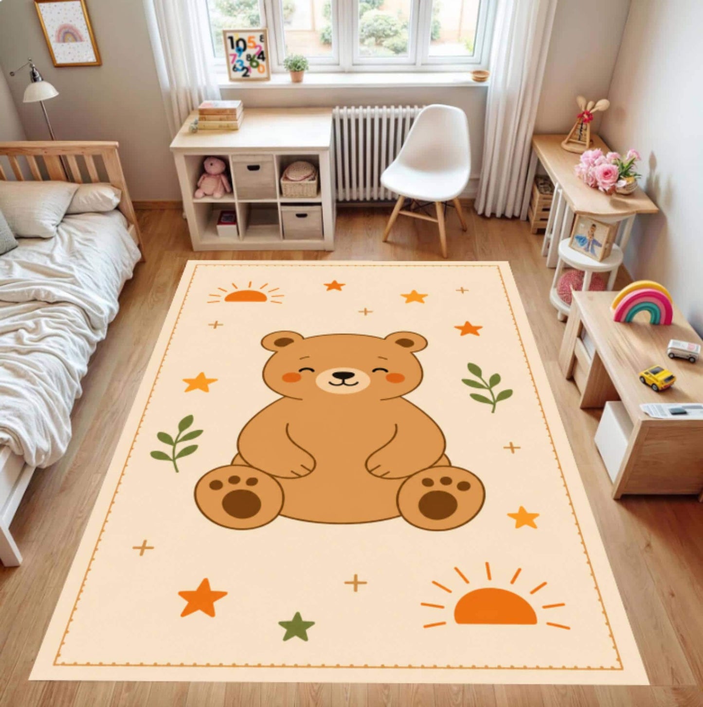 Cute Bear Washable Non-slip Nursery Rug