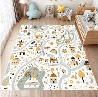 Rug with Road Map for Kids Rug for Kids Room