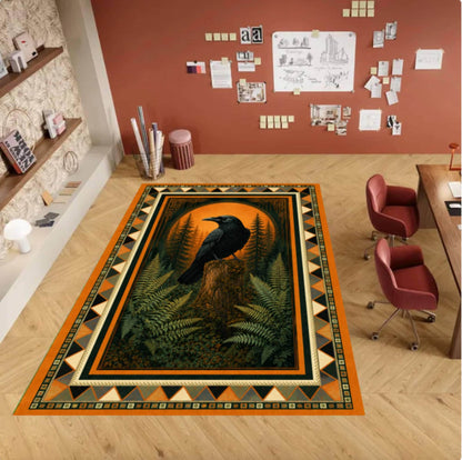 Dark Academia Gothic Raven Forest Area Halloween Washable Rug