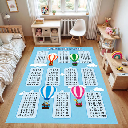 Kids Multiplication Table Rug - Educational Classroom & Playroom Area Rug