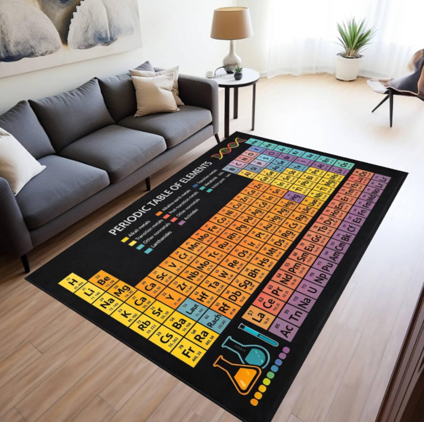 Periodic Table Science Rug - Chemistry Teacher Gift Washable Non-Slip Classroom Rug