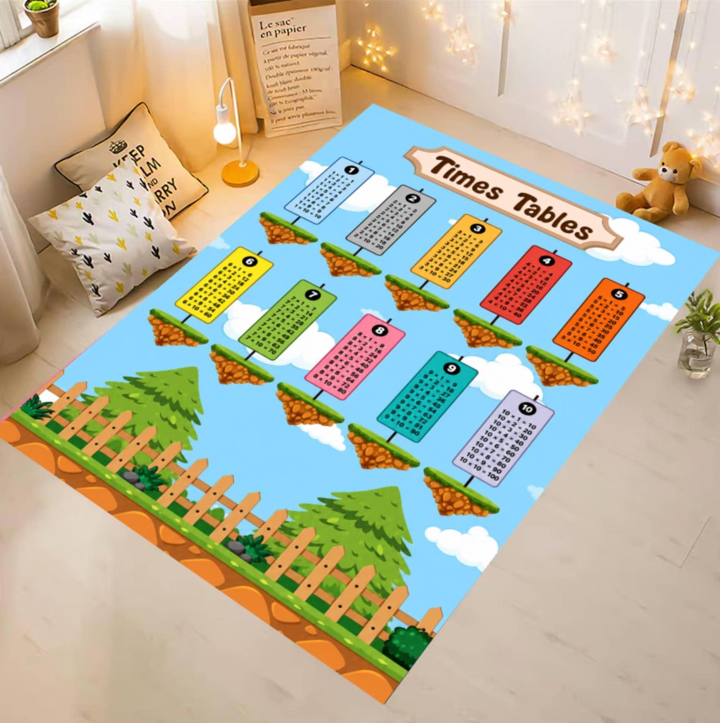 Montessori Kids Multiplication Table Rug - Educational Classroom & Playroom Rug
