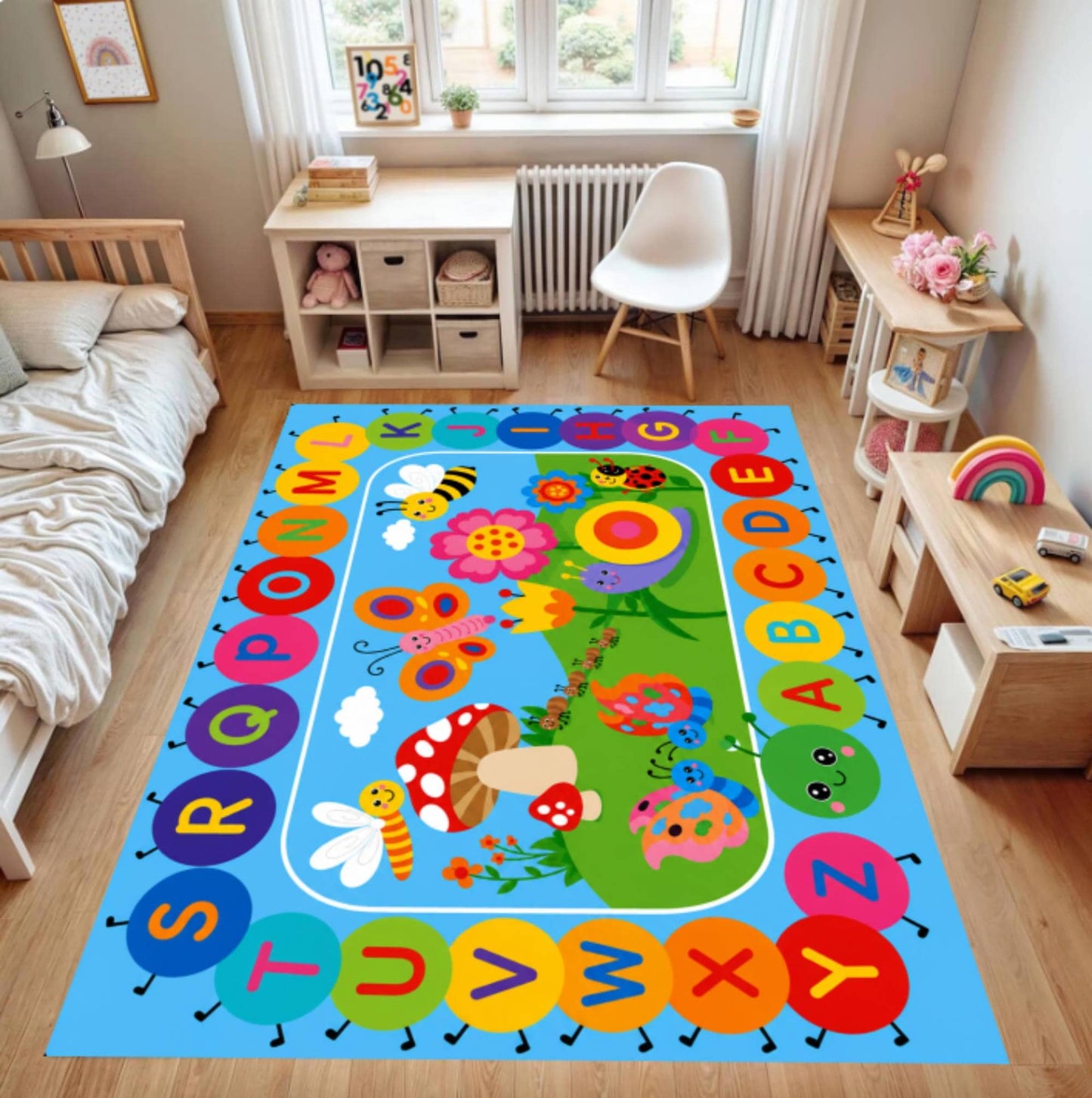 ABC Alphabet Kids Area Rug – Montessori Washable Non-Slip Rug