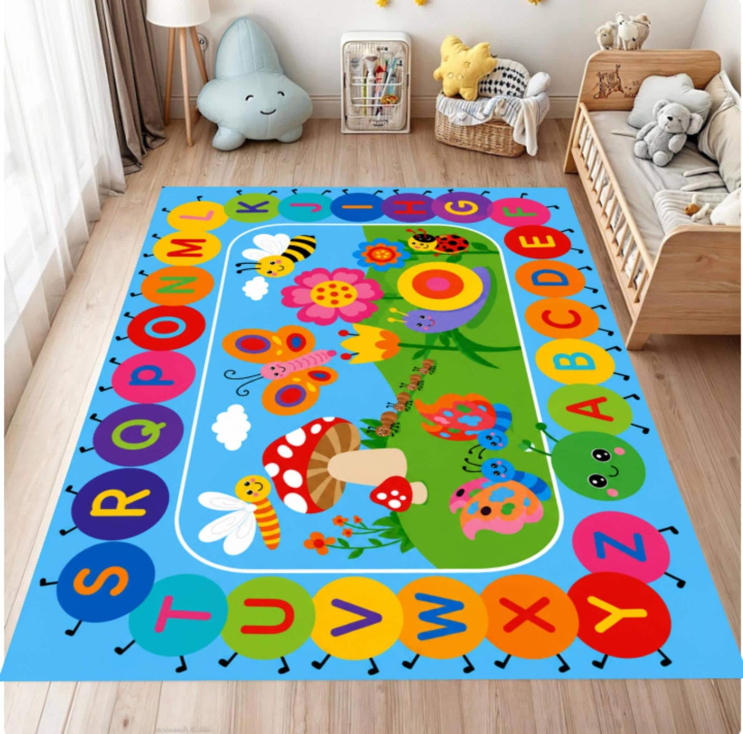 ABC Alphabet Kids Area Rug – Montessori Washable Non-Slip Rug