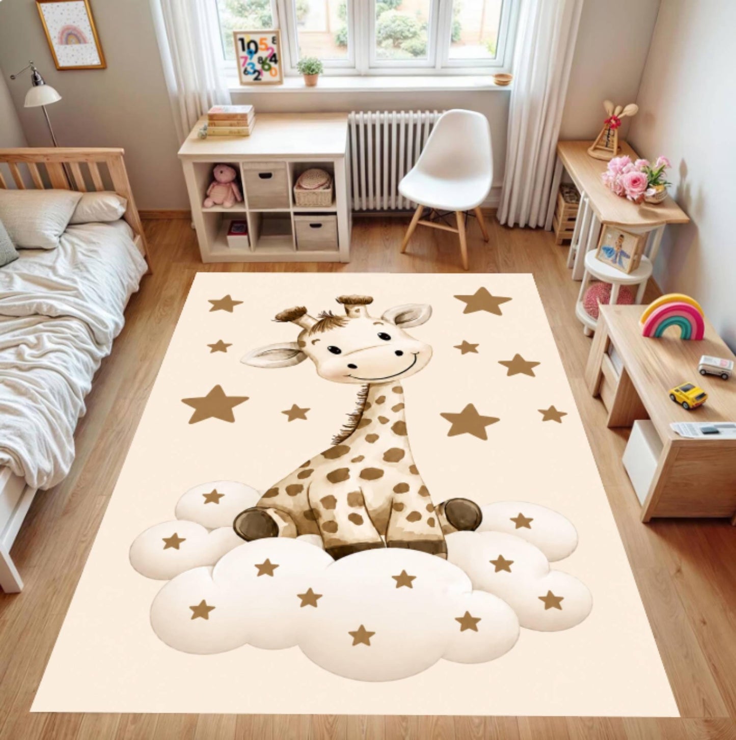 Giraffe Safari Kids Room Rug