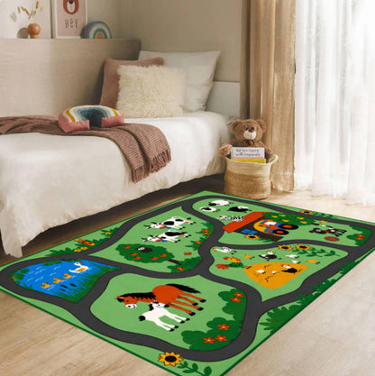 Farm Animals Kids Playroom Montessori Rug Washable Non-slip