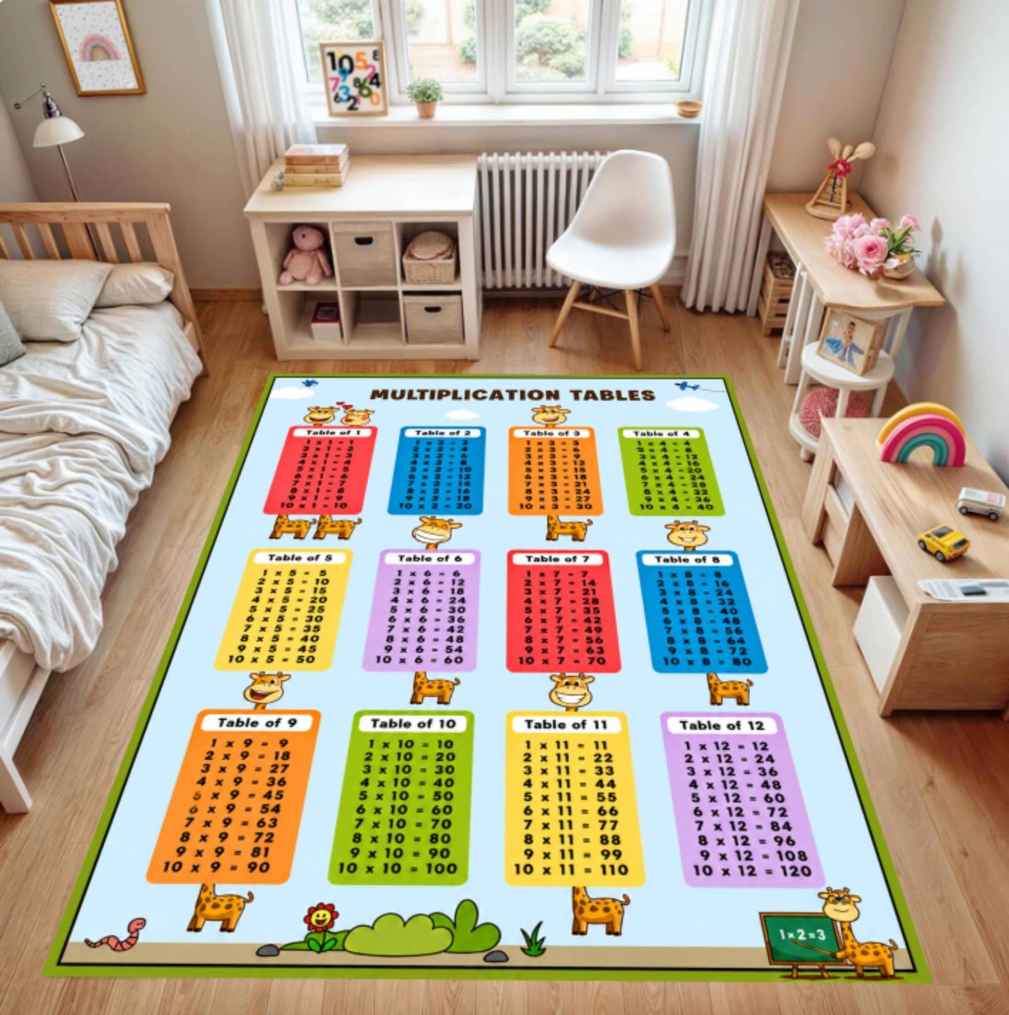 Table of Multiplication Montessori Classroom Rug Washable Non-slip