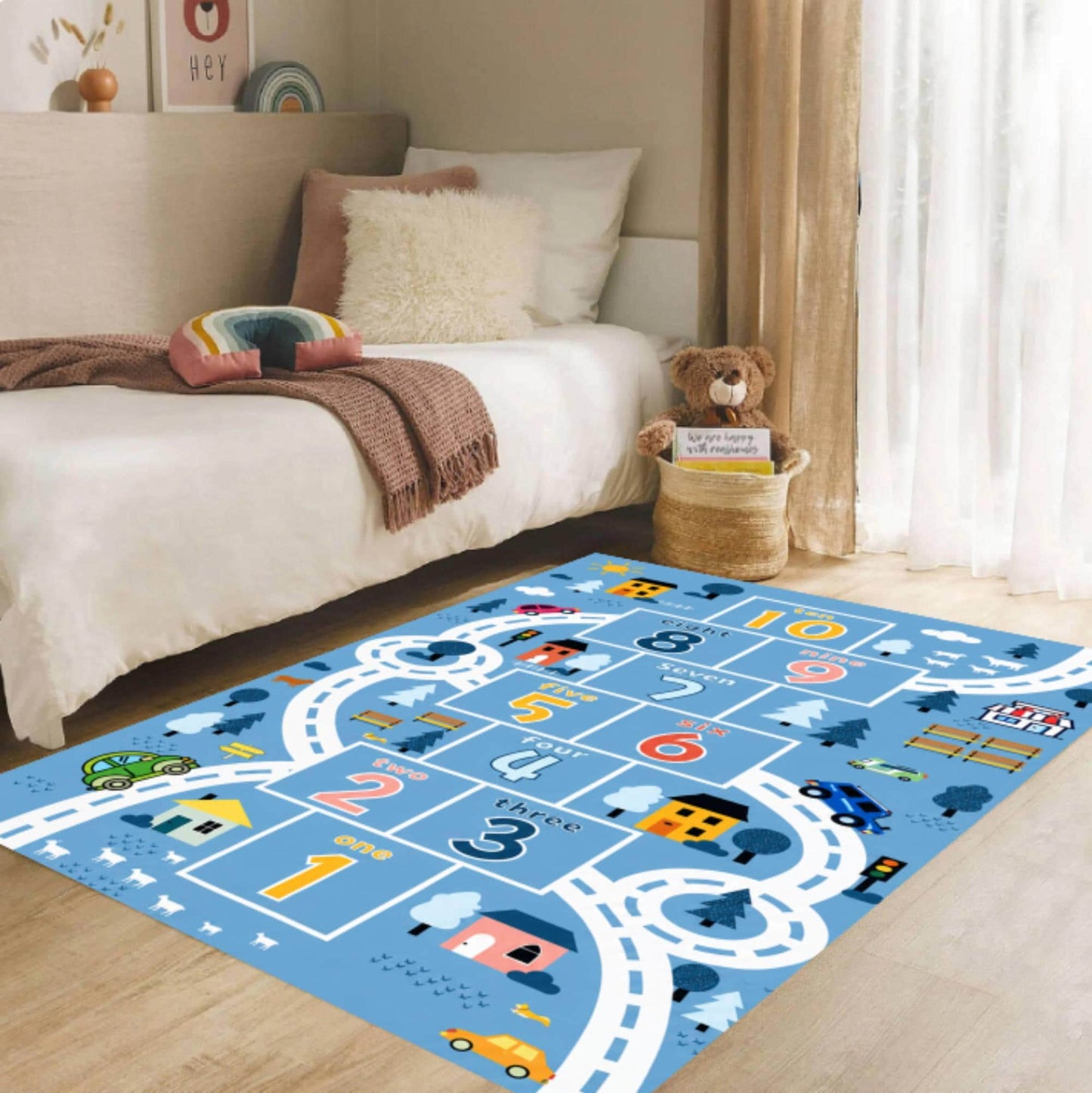 Hopscotch Montessori Kids Playroom Rug Washable Non-slip