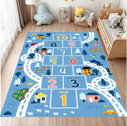 Hopscotch Montessori Kids Playroom Rug Washable Non-slip