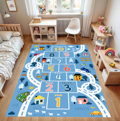 Hopscotch Montessori Kids Playroom Rug Washable Non-slip