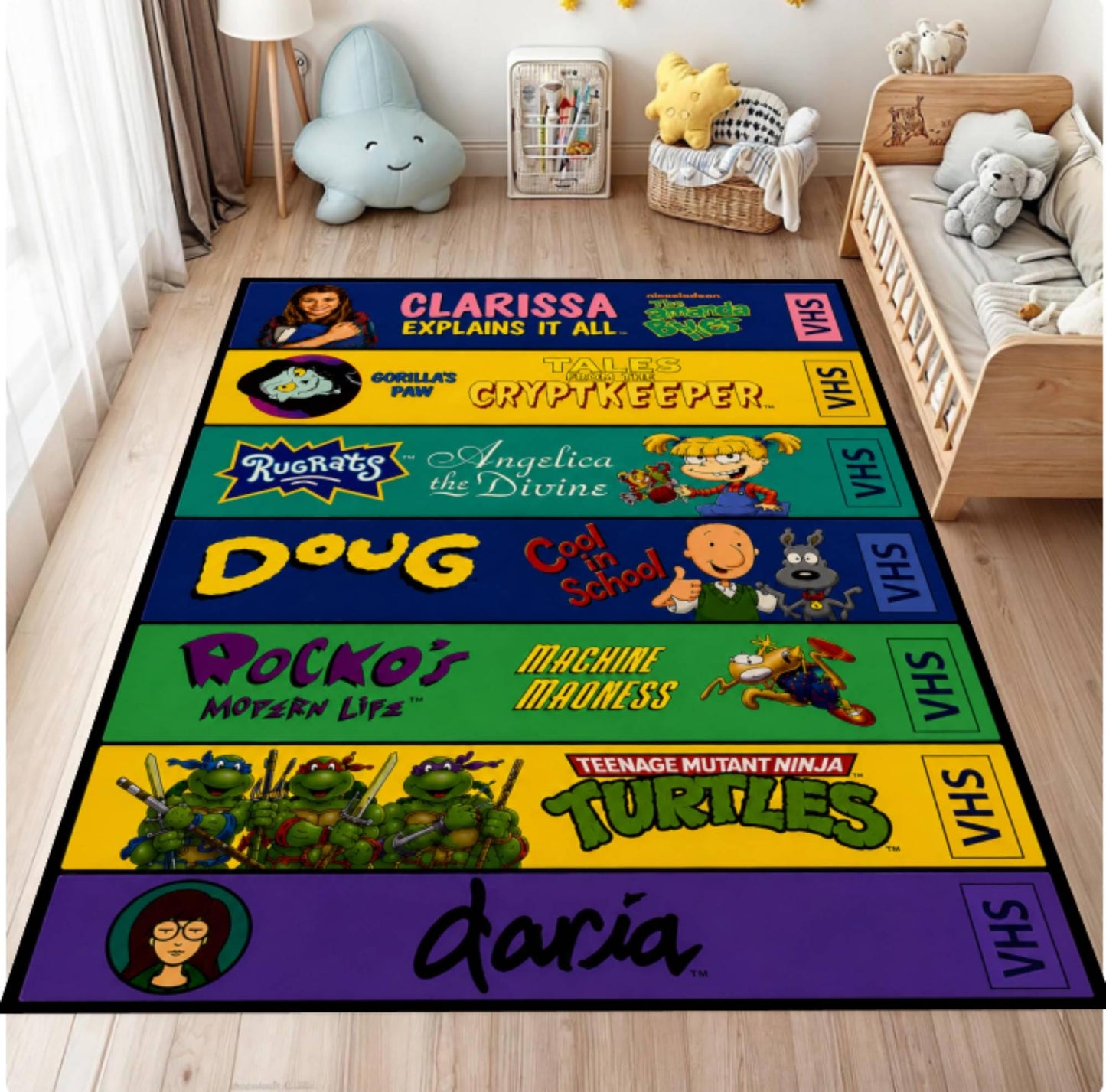 Washable Retro VHS Rug 90s Nostalgic Gamer Room Decor
