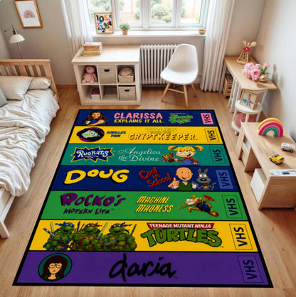 Washable Retro VHS Rug 90s Nostalgic Gamer Room Decor
