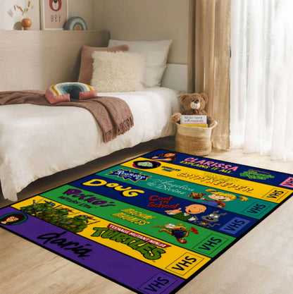 Washable Retro VHS Rug 90s Nostalgic Gamer Room Decor