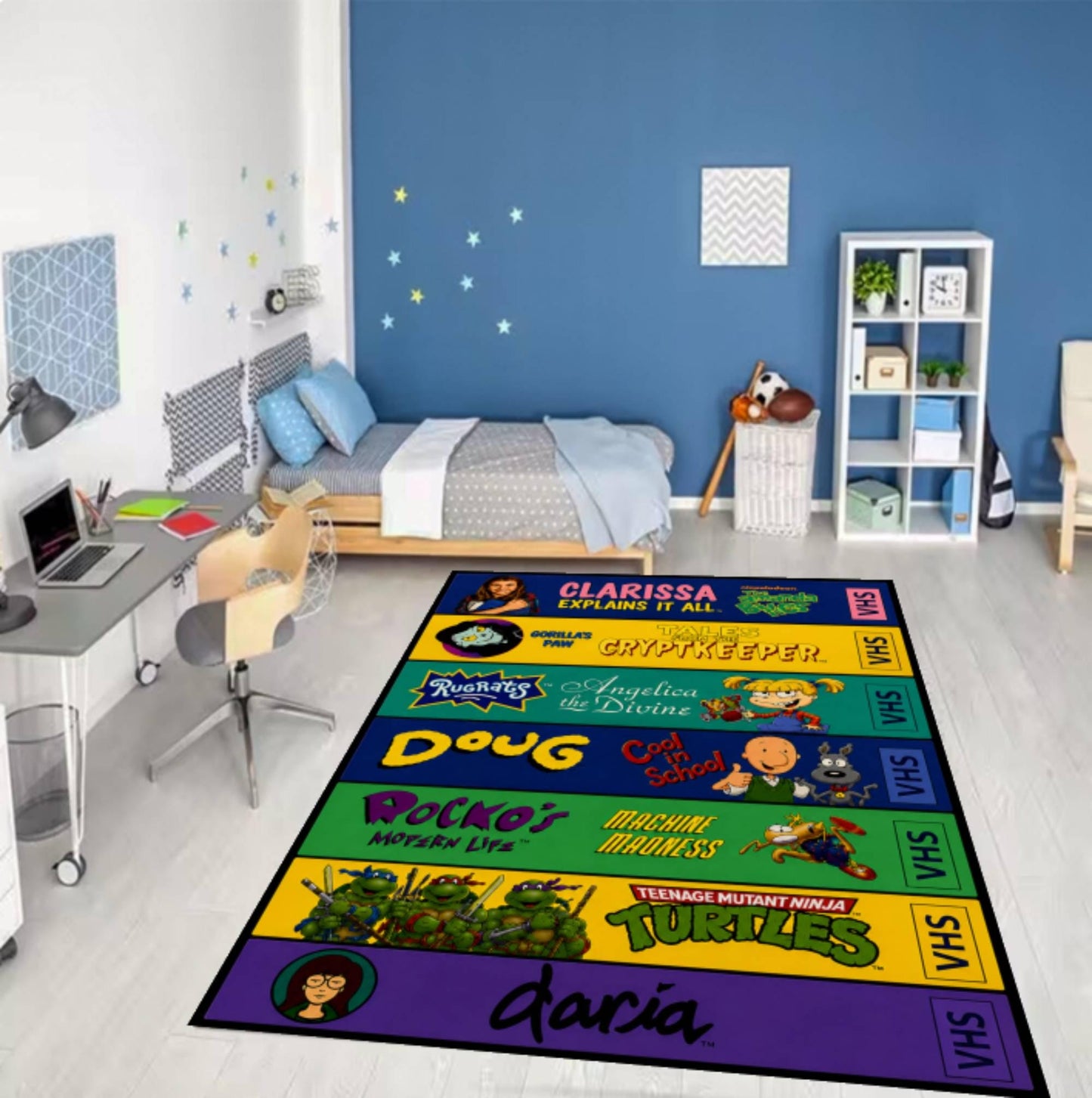 Washable Retro VHS Rug 90s Nostalgic Gamer Room Decor