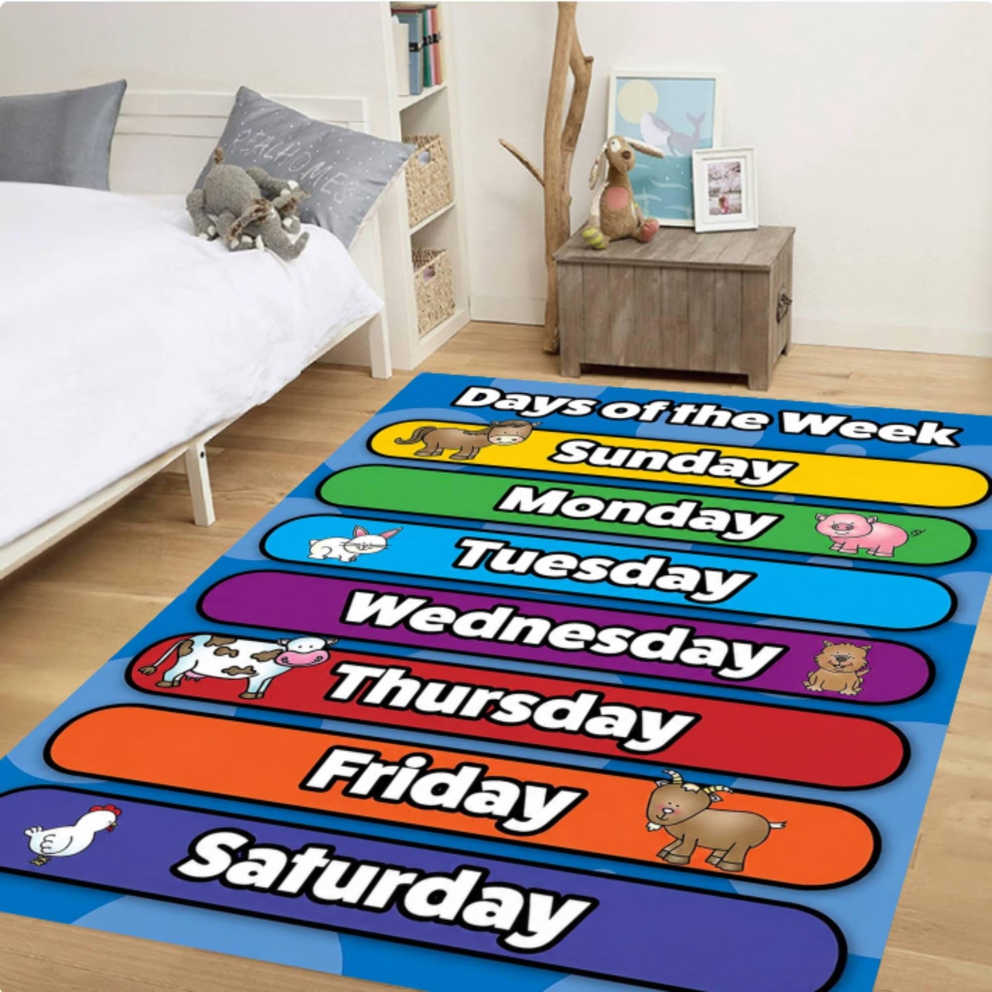 Days of Week Montessori Rug for Classroom Washable Non-slip