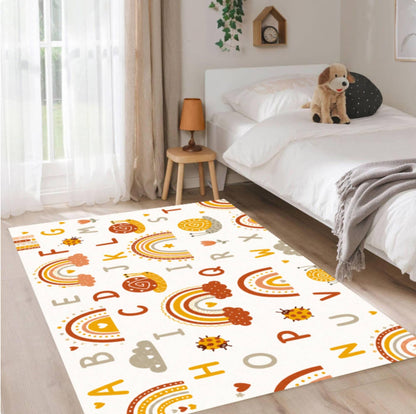 Boho Rainbow ABC Alphabet Kids Montessori Area Rug