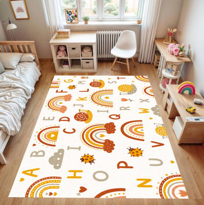 Boho Rainbow ABC Alphabet Kids Montessori Area Rug