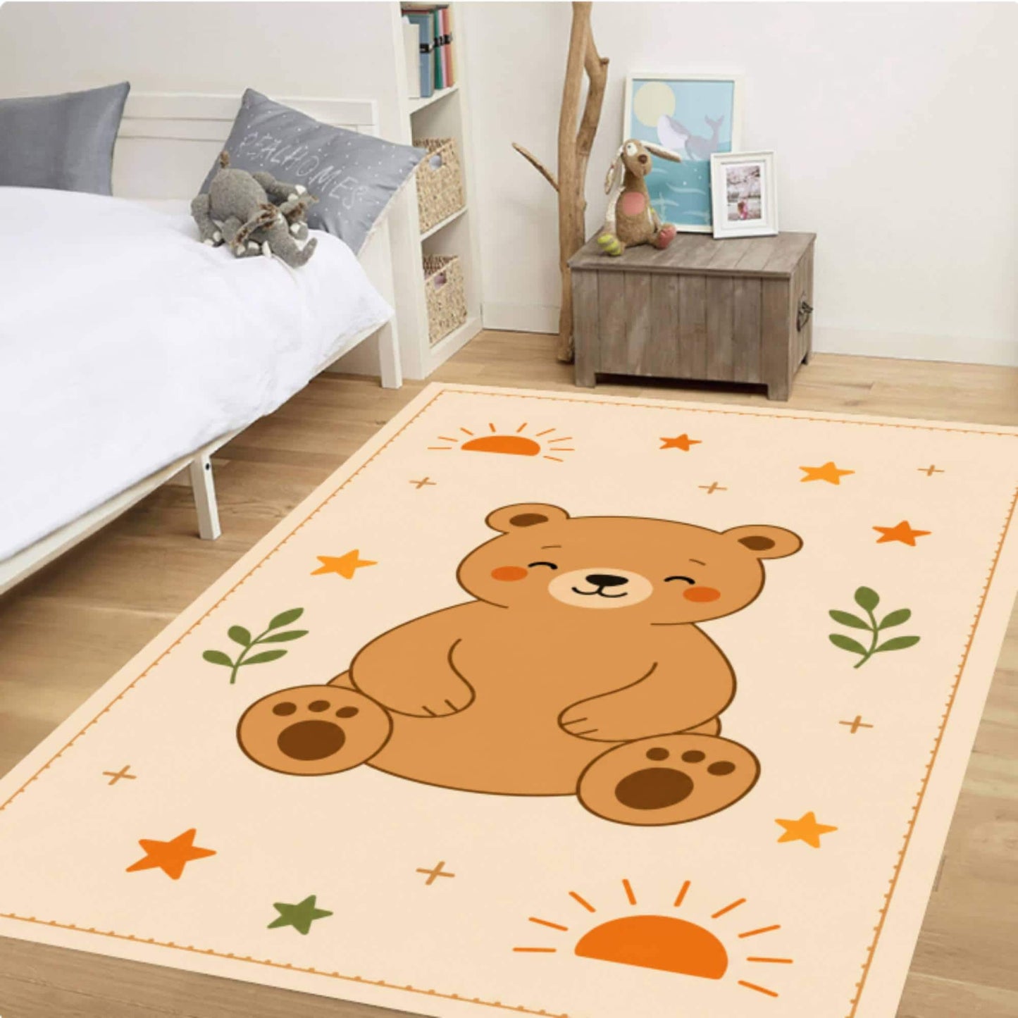 Cute Bear Washable Non-slip Nursery Rug