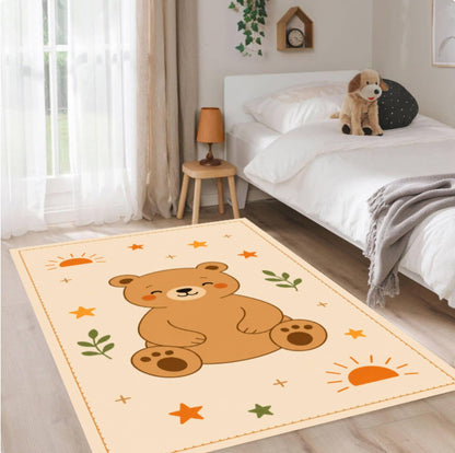 Cute Bear Washable Non-slip Nursery Rug