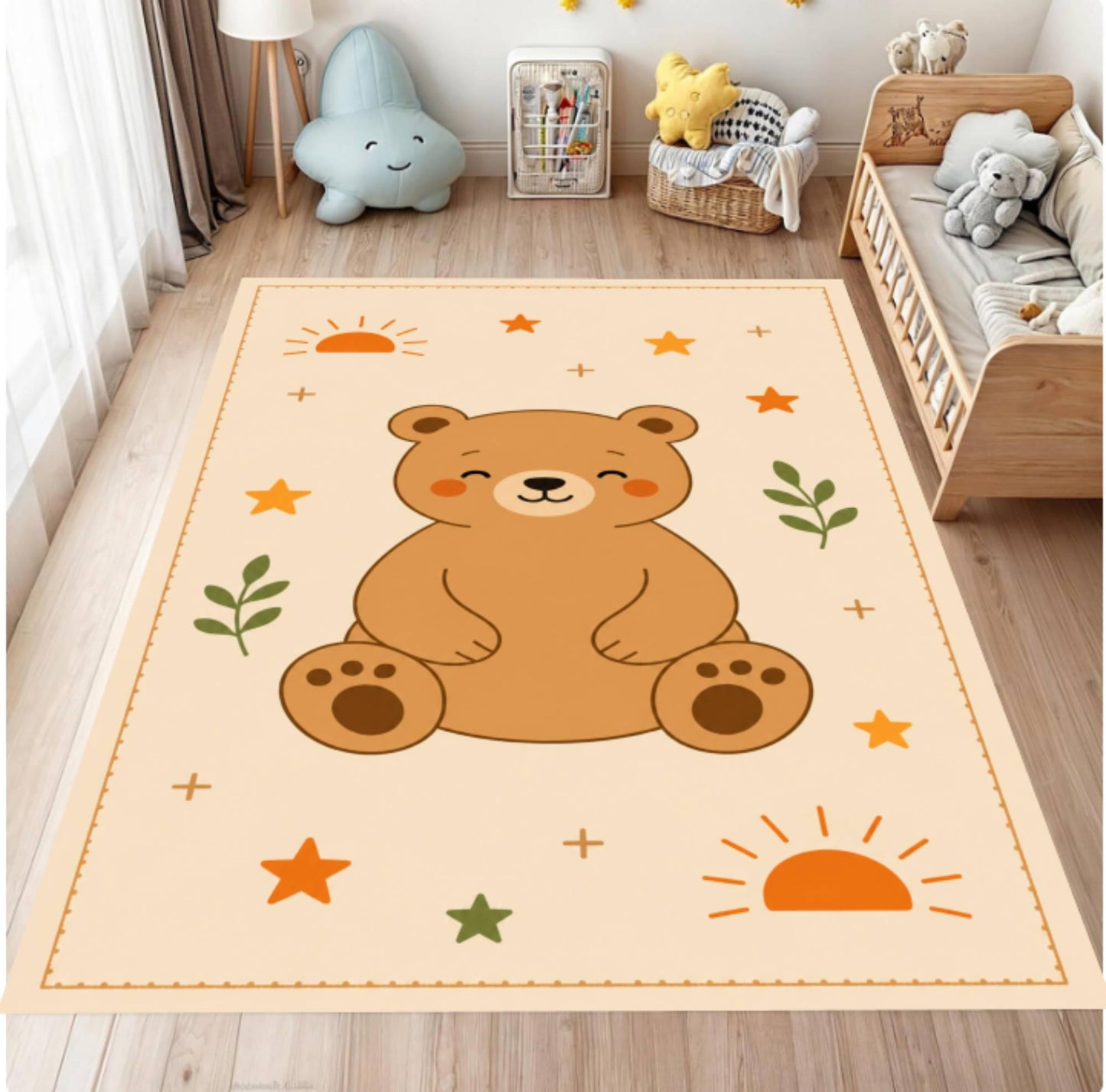 Cute Bear Washable Non-slip Nursery Rug