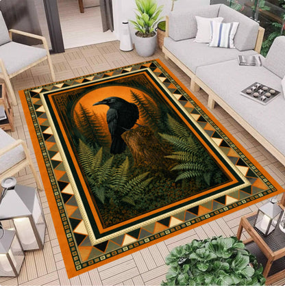 Dark Academia Gothic Raven Forest Area Halloween Washable Rug