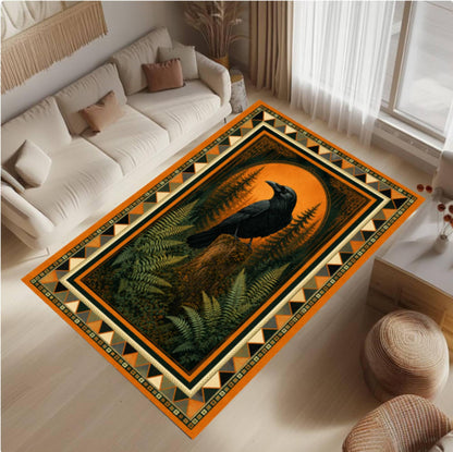 Dark Academia Gothic Raven Forest Area Halloween Washable Rug