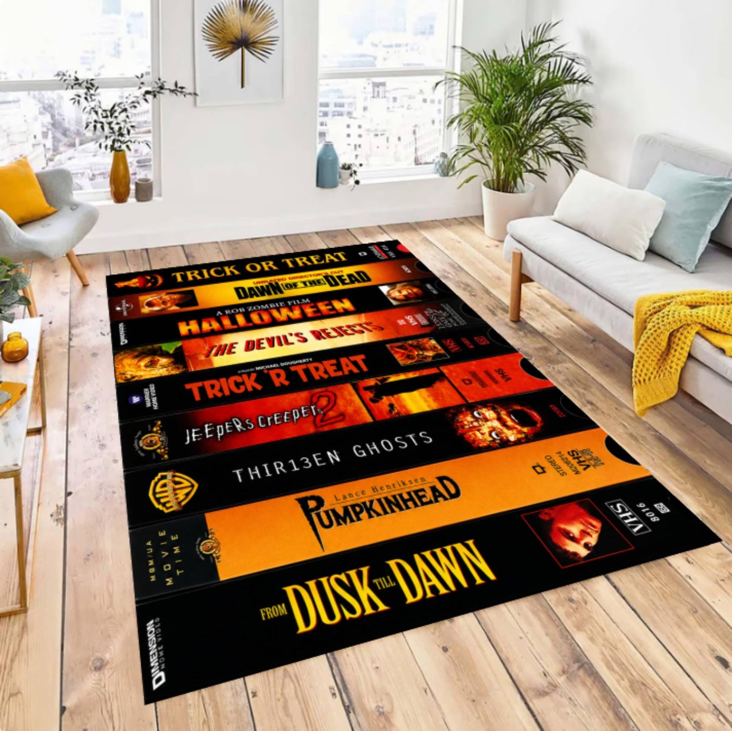 Retro Horror VHS Tape Area Rug – Vintage Spooky Halloween Washable
