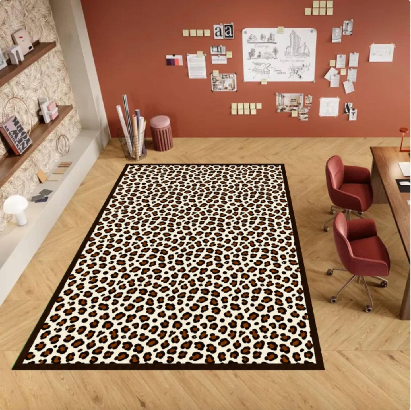 Rug with Leopard Print Washable and Non-slip Rug with Cheetahprint