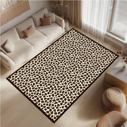 Rug with Leopard Print Washable and Non-slip Rug with Cheetahprint