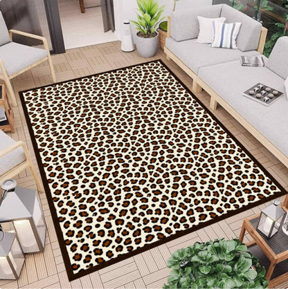 Rug with Leopard Print Washable and Non-slip Rug with Cheetahprint
