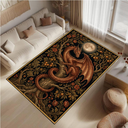Gothic Medieval Fantasy Dragon Rug Washable Non-slip
